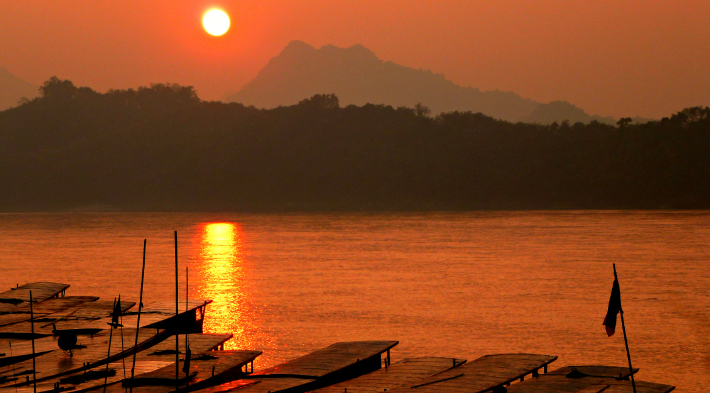 sunset in the Mekong River